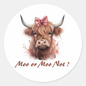 Schattigee Highland Koe Moo gepersonaliseerd Ronde Sticker (Voorkant)
