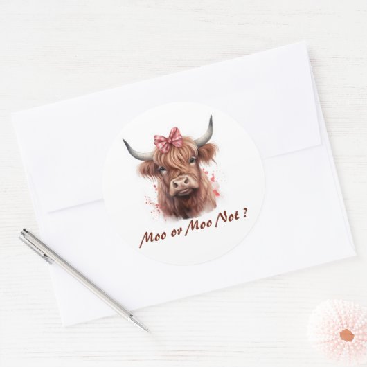 Schattigee Highland Koe Moo gepersonaliseerd Ronde Sticker (Envelop)