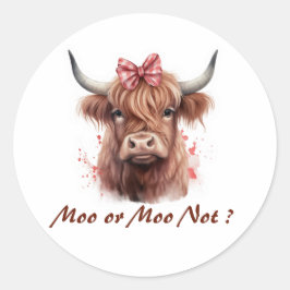 Schattigee Highland Koe Moo gepersonaliseerd Ronde Sticker