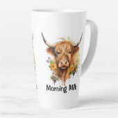 Schattigee Highland Koe Morning Milk gepersonalise Latte Mok (Rechterhoek)