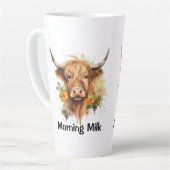 Schattigee Highland Koe Morning Milk gepersonalise Latte Mok (Linkerhoek)