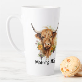 Schattigee Highland Koe Morning Milk gepersonalise Latte Mok