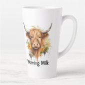 Schattigee Highland Koe Morning Milk gepersonalise Latte Mok (Rechts)