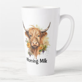 Schattigee Highland Koe Morning Milk gepersonalise Latte Mok