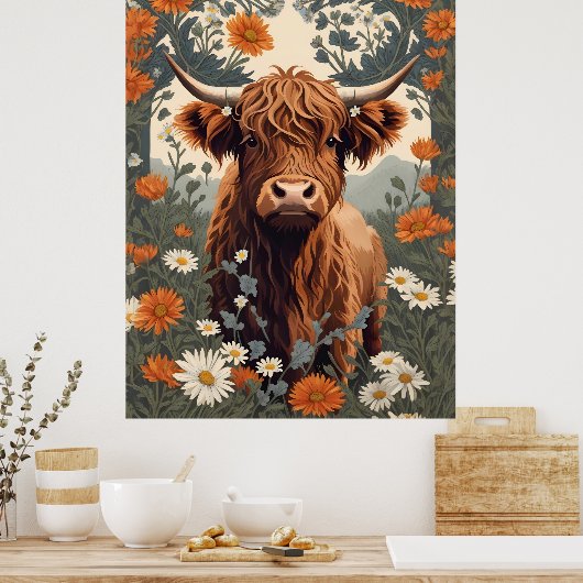 Schattigee  Highland Koe Poster (Keuken)