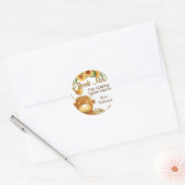 Schattigee Highland Koe Print Vogel Zonnebloemen D Ronde Sticker (Envelop)