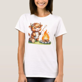 Schattigee Highland Koe Roasting Marshmallow Campi T-shirt