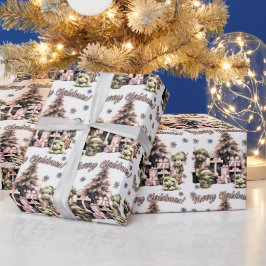 Schattigee Highland Koe Roze Kerst Verpakkingspapi Cadeaupapier