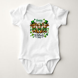 Schattigee Highland Koe St. Patrick's Day Baby Bod Romper