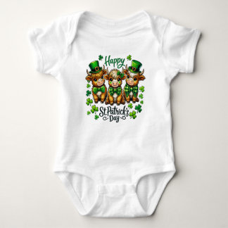 Schattigee Highland Koe St. Patrick's Day Baby Bod Romper