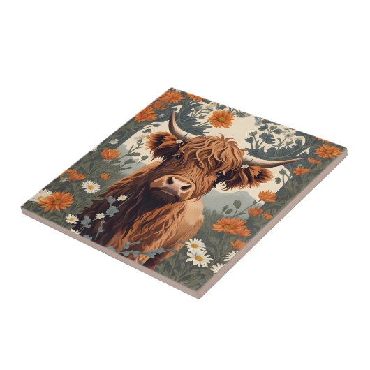 Schattigee  Highland Koe Tegeltje (Zijkant)