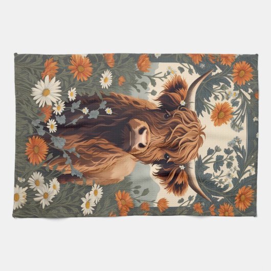 Schattigee  Highland Koe Theedoek (Horizontaal)