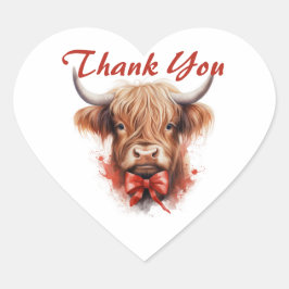 Schattigee Highland Koe Valentijns gepersonaliseer Hart Sticker