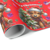 Schattigee Highland Koe vrolijk kerstinpakpapier Cadeaupapier (Rol Hoek)
