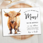 Schattigee Highland Koe We hebben nieuw adres verp Aankondiging<br><div class="desc">Introductie van onze charmante en moderne bewegende aankondiging met een baby highland koe in een prachtig waterverf ontwerp. Deze leuke en schattige kaart is ideaal voor diegenen die hun nieuwe adres op een unieke en creatieve manier willen delen met vrienden en familie. Op de kaart staat "Heb je de Moo's...</div>