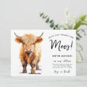 Schattigee Highland Koe We hebben nieuw adres verp Aankondiging (Staand voorkant)