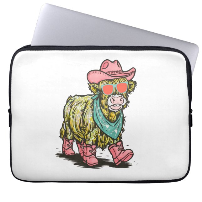 Schattigee Highland Koe, Western Laptop Sleeve (Voorkant)