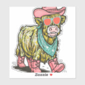 Schattigee Highland Koe, Western Sticker (Vel)