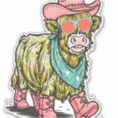 Schattigee Highland Koe, Western Sticker (Voorkant)