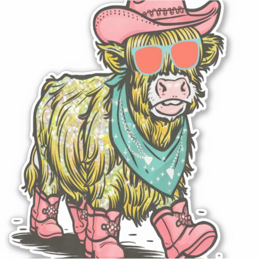 Schattigee Highland Koe, Western Sticker (Voorkant)