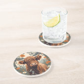 Schattigee Highland Koe Zandsteen Onderzetter (Zijkant)