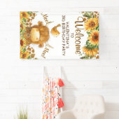 Schattigee Highland Koe Zonnebloemen Moo Party Wel Spandoek (Insitu)
