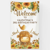 Schattigee Highland Koe Zonnebloemen Moo Party Wel