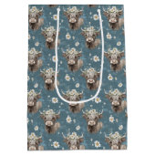 Schattigee Highland Koeien en bloemen Medium Cadeauzakje (Achterkant)
