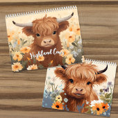 Schattigee Highland Koeien en Kalveren Bloemen Kalender