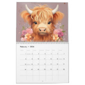 Schattigee Highland Koeien en Kalveren Bloemen Kalender (Feb 2026)