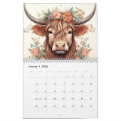 Schattigee Highland Koeien en Kalveren Bloemen Kalender (Jan 2026)