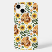 Schattigee Highland Koeien & Gele Zonnebloemen Case-Mate iPhone Case (Achterkant)