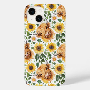 Schattigee Highland Koeien & Gele Zonnebloemen Case-Mate iPhone 14 Hoesje