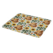 Schattigee Highland Koeien & Gele Zonnebloemen Snijplank (Hoek)