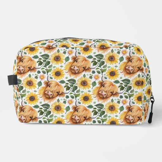 Schattigee Highland Koeien & Gele Zonnebloemen Toilettasje (Voorkant)