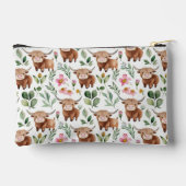 Schattigee Highland Koeien & Roze Bloemen Patroon  Etui (Achterkant)
