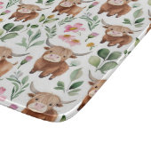 Schattigee Highland Koeien & Roze Bloemen Patroon  Snijplank (Hoek)