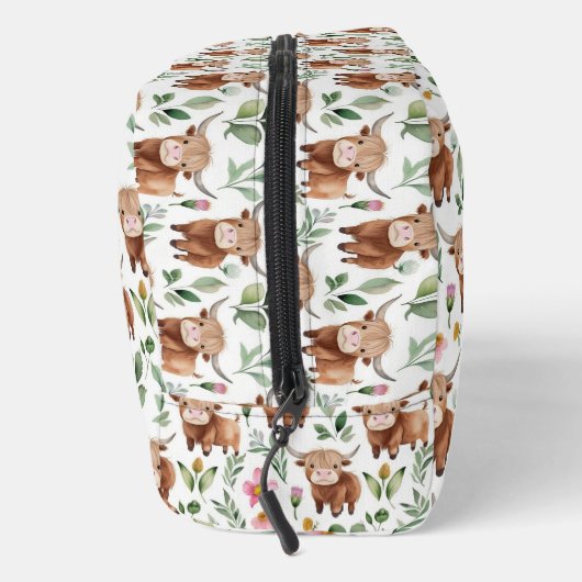 Schattigee Highland Koeien & Roze Bloemen Patroon Toilettasje (Rechts)