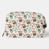 Schattigee Highland Koeien & Roze Bloemen Patroon Toilettasje (Achterkant)