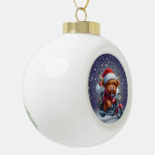 Schattigee Highland motor kerst Koe Keramische Bal Ornament (Links)