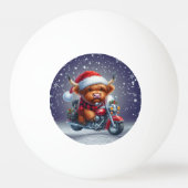 Schattigee Highland motor kerst Koe Pingpongbal (Achterkant)