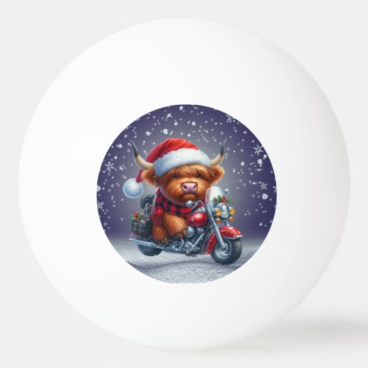Schattigee Highland motor kerst Koe Pingpongbal (Achterkant)
