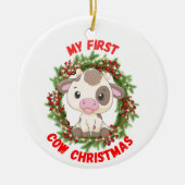 Schattigee Highlander Koe Mijn Eerste Vrolijke Ker Keramisch Ornament (Voorkant)