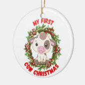 Schattigee Highlander Koe Mijn Eerste Vrolijke Ker Keramisch Ornament (Links)