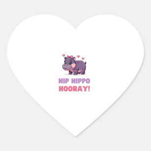 Schattigee HIP HIPPO HOORAY MOO DENG Cartoon Anima Hart Sticker