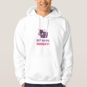 Schattigee HIP HIPPO HOORAY MOO DENG Cartoon Anima Hoodie
