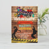 Schattigee Hiphop verjaardagsthema-uitnodiging Kaart (Staand voorkant)