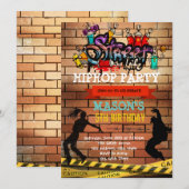 Schattigee Hiphop verjaardagsthema-uitnodiging Kaart (Voorkant / Achterkant)