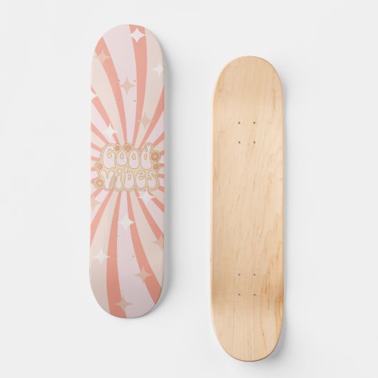 Schattigee Hippie Retro Goede Vibes Skateboard (Voorkant)