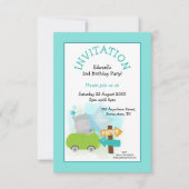 Schattigee Hippo Auto Peuter Verjaardagsfeest Blau Kaart (Voorkant)